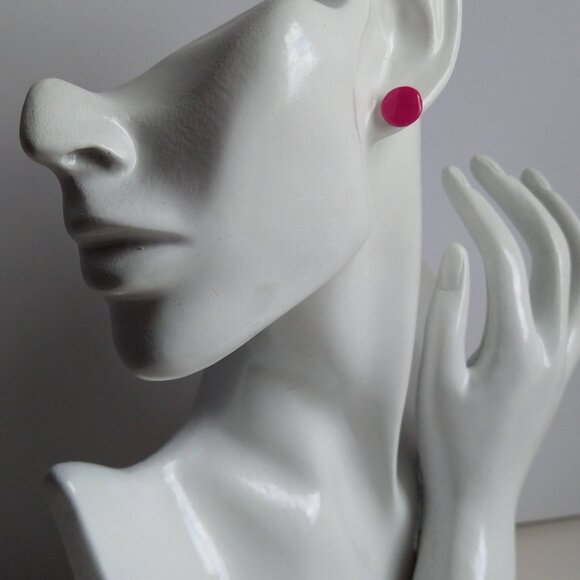 Handmade pink polymer clay earrings. Boucles d'oreilles fait à la main - Picture 5 of 6